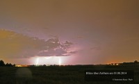 Blitze über Riesa von Zeithain aus fotografiert