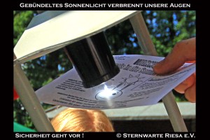 Sonnenlicht am Teleskop GEFAHR