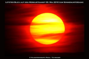 Letzeter Blick auf den Merkurtransit bei Sonnenuntergang