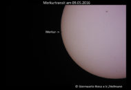 Merkur auf der Sonnenoberfläche, kurz nach dem Eintritt.