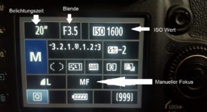Einstellungen der Kamera im manuellen Modus