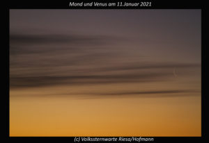 Mond und Venus zusammen am Morgenhimmel